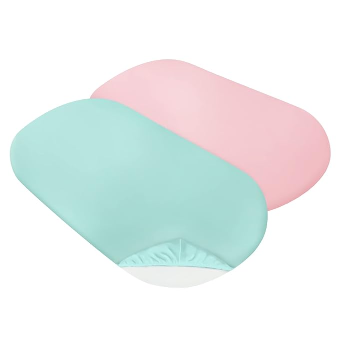 Bassinet Sheet Set 2 Pack Fitted Bassinet Sheets for Baby Girl, Universal Microfiber Soft Cradle Sheets for Oval Rectangle and Hourglass Mattress, Blue and Pink