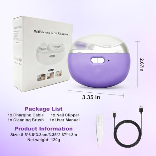 Electric Nail Clipper, 2 in 1 Electric Nail Clippers for Seniors and Adults, Baby Automatic Nail Clipper with Polishing, Light & Storage, Smart Nail Clipper 2-Speed for Fingernail (Pink)