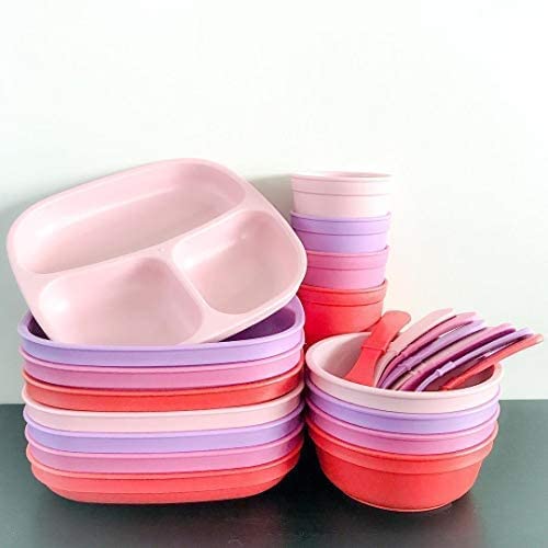 Re-Play Toddler Forks and Spoons Set - 4x4 Toddler Utensils Set - Dishwasher and Microwave Safe - Made in USA - Pack of 8-5.8" x 1.2" x 0.2" - Tulip