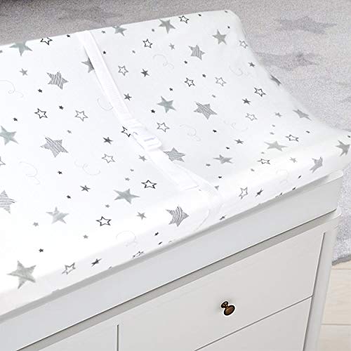American Baby Company Printed 100% Natural Cotton Jersey Knit Fitted Contoured Changing Table Pad Cover, Super Stars, Soft Breathable, for Boys and Girls