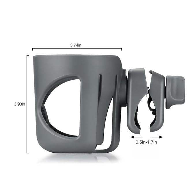 Accmor Universal Cup Holder, Stroller Cup Holder, 360° Rotatable Large Caliber Designed Bottle Holder for Stroller, Bike, Wheelchair, Walker, Scooter, Grey