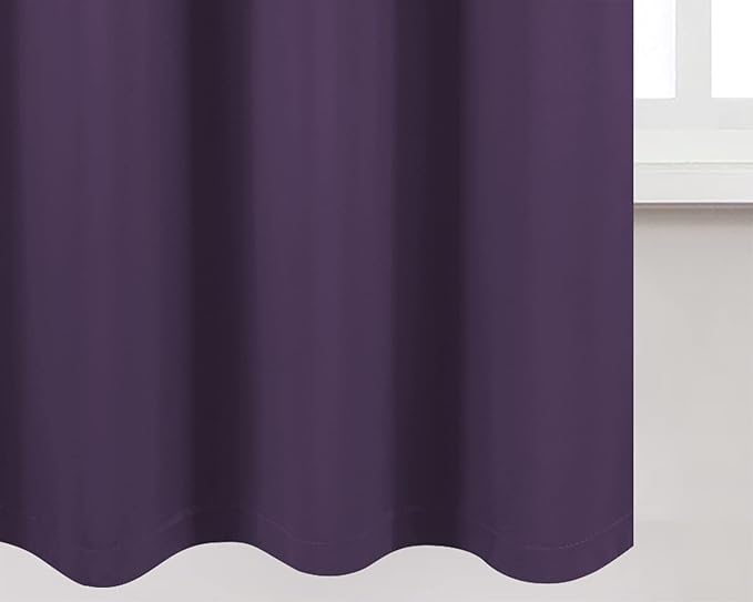 LEMOMO 100% Blackout Curtains 40 x 63 Inch/Purple Curtains 2 Panels with Black Liner/Double Layer Full Room Darkening Bedroom Curtains