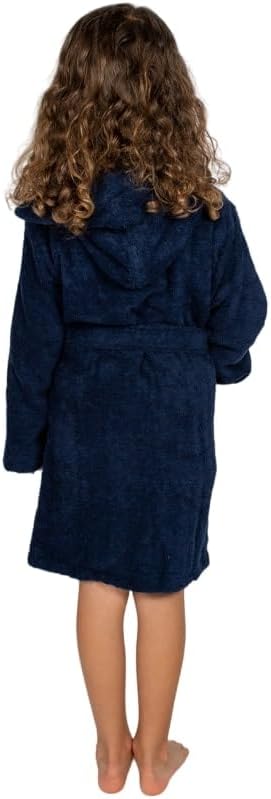 BAGNO MILANO Kids Organic Turkish Cotton Hooded Beach Cover-Up Towel, GOTS Certified, for Boys and Girls (Navy, 13-15 Years)