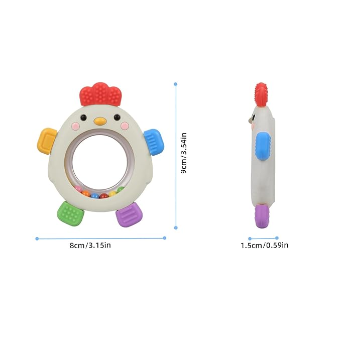 Sensory Toys for Babies, 2 Pack Baby Teething Rings Toys for 0-3 3 6-12 Months Baby Rattle Teether Silicone Teether Relief Chew Soothing,BPA Free,Sore Gums Babys Teethers Toys