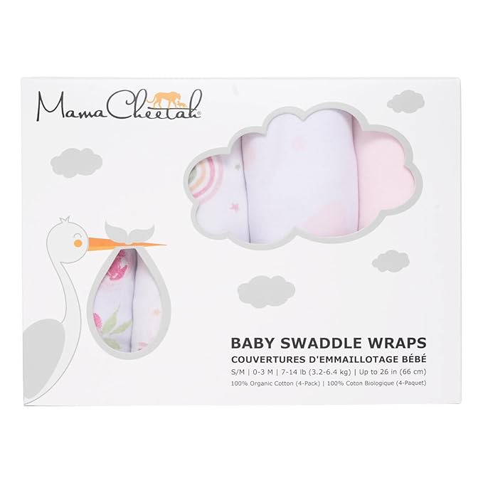 Mama Cheetah Baby Swaddle Sack, Organic Swaddling Blanket, Newborn Swaddle Sleep Sacks, Adjustable Infant Swaddle Wrap, Easy Swaddles for Boy Girl 0-3 Month