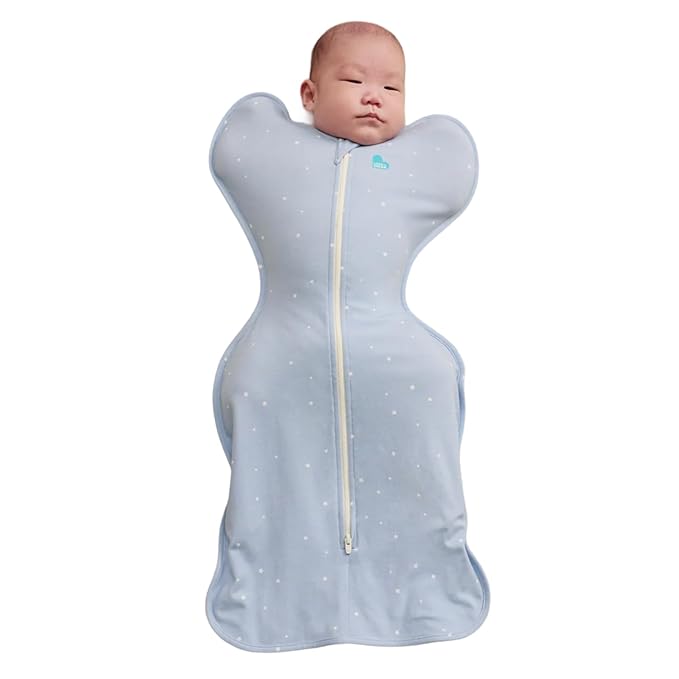 Love to Dream Swaddle Up Original, Arms Up Position, Light and Ultra Breathable Cotton - Wearable Blanket - 1.0 TOG - (20-24Β°C) Ideal for Moderate Temps (Twinkle Powder Blue, Newborn, 2.2β3.8kg)
