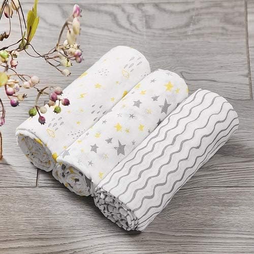 Little Grape Land Muslin Swaddle Blankets 47''x47'' 3 Pack, 100% Cotton Large Size Baby Swaddles for Newborn, Soft Breathable Baby Blankets for Newborns, Yellow
