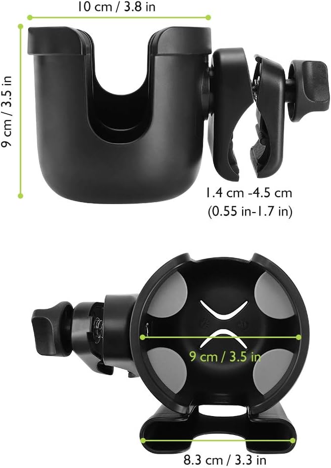Accmor 2-in-1 Walker Cup Holder with Phone Holder, Wheelchair Cup Holder, Rollator Cup Holder, Cup Phone Holder for Walker, Wheelchair, Rollator, Mobility Scooter, Black