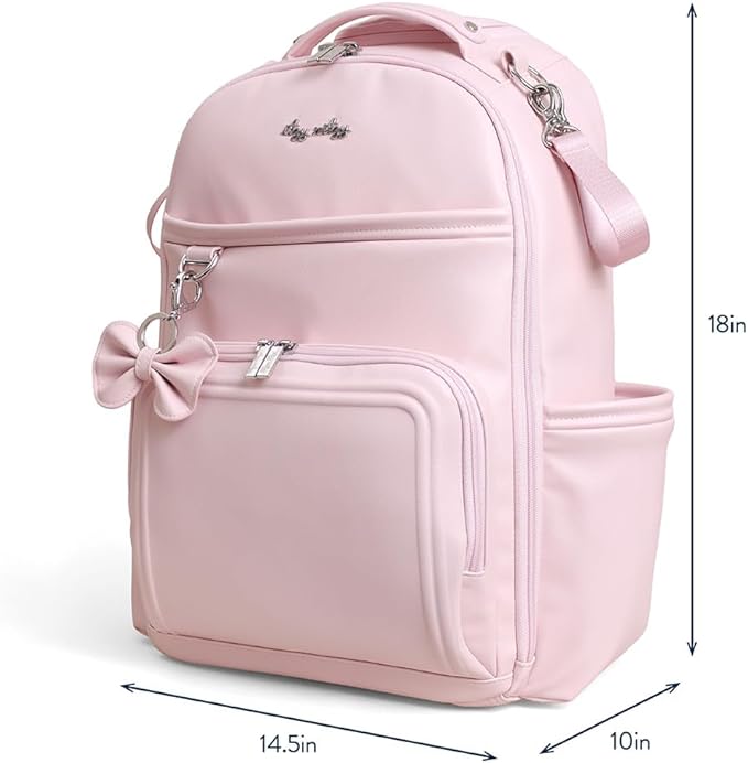 Itzy Ritzy Diaper Bag Backpack – Large Capacity Boss Plus Baby Backpack Diaper Bag Featuring 19 Pockets, Changing Pad, Stroller Clips, and Comfortable Straps (Pink Ribbons & Roses)