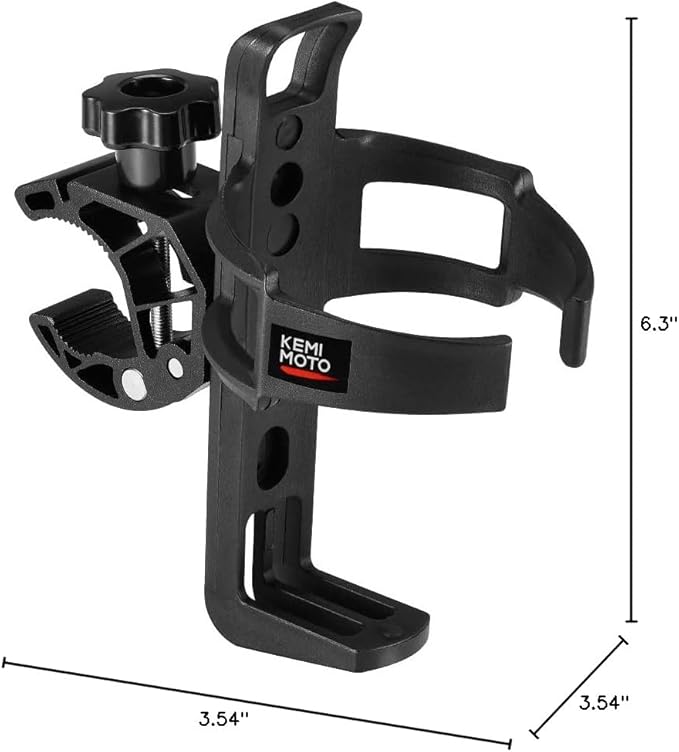 KEMIMOTO ATV Cup Holder Motorcycle Bottle Holder Universal Drink Holder with 0.6-1.56in Metal Clamp for 20oz Bottle for Bike, Boat, Stroller, Walker, Wheelchair, Scooter, Golf Cart