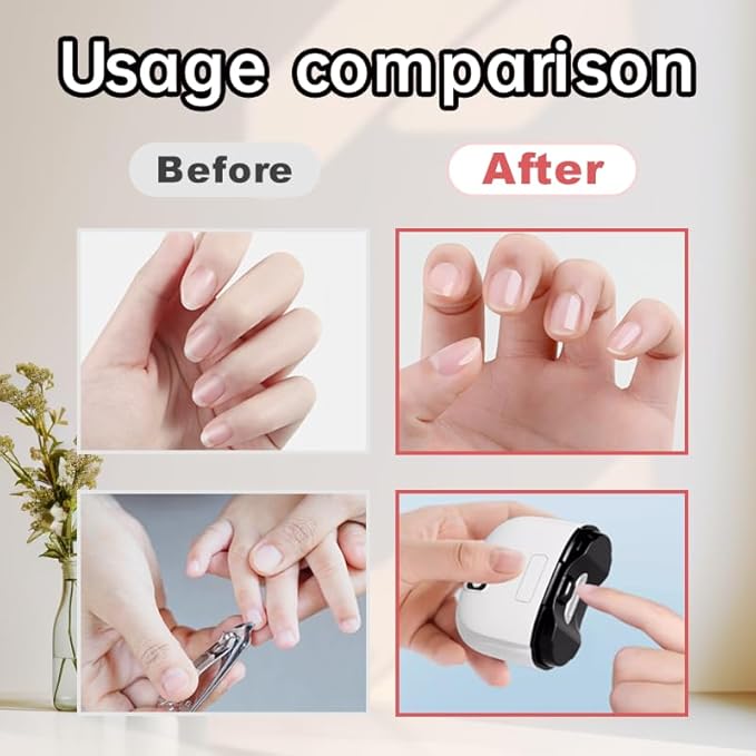 Electric Nail Clipper – 3-Speed Rechargeable Nail Trimmer with LED Light, Quiet Motor & Nail Debris Collector – Safe Automatic Fingernail & Toenail Cutter for Babies, Kids & Seniors