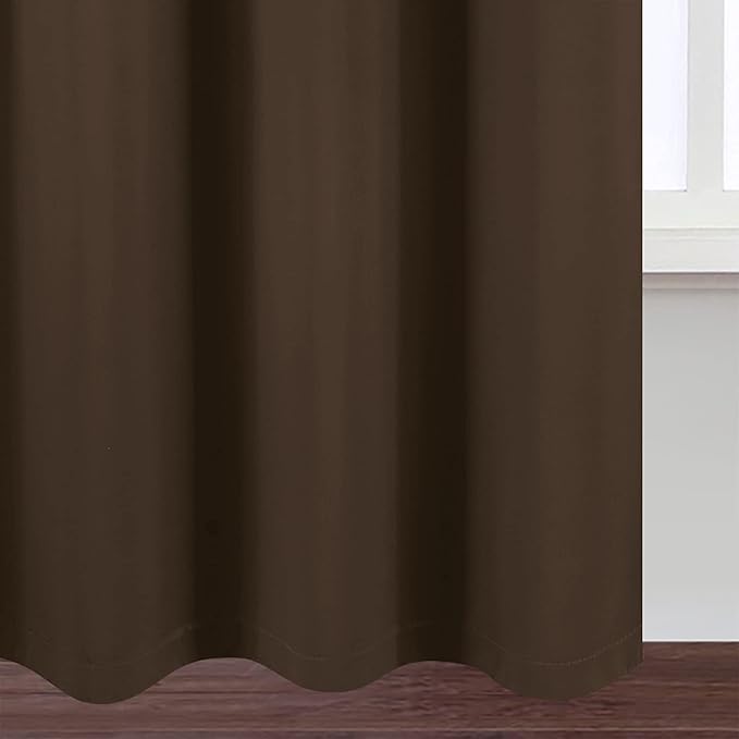 LEMOMO 100% Blackout Curtains 52 x 95 Inch/Chocolate Curtains 2 Panels with Black Lining Room Darkening Thermal Insulated Bedroom Curtains