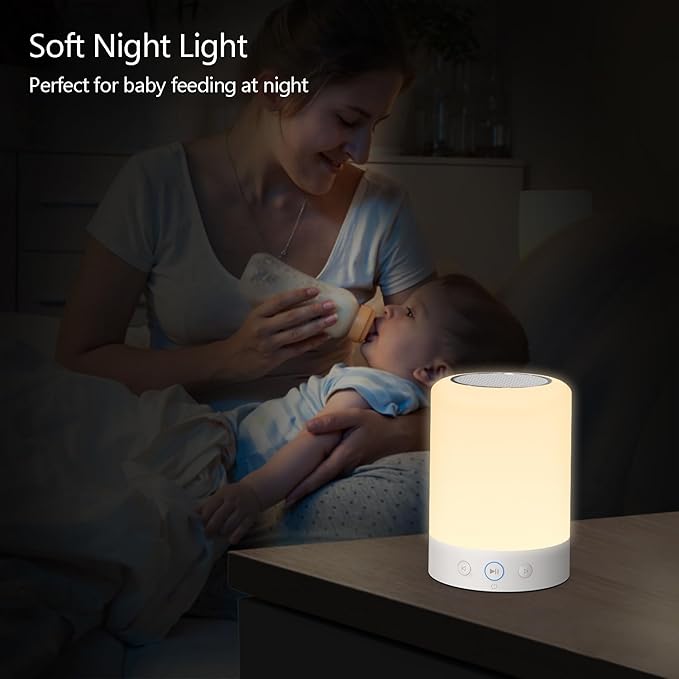 Kipcush White Noise Machine with Night Light โ 20 Non-Looping Sleep Sounds, Rechargeable Battery, Touch Control, 6 Timers & Memory Function | Portable Sound Machine for Baby, Adults, Nursery, Travel