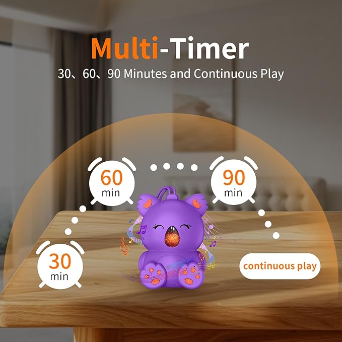 White Noise Machine with Bluetooth Speaker | Portable Baby Sound Machine Non-Looping Music Aid with Timer for Sleep, Nursery, Travel, Home & Car