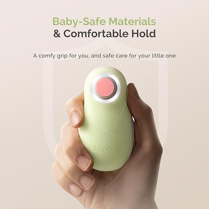 MelodySusie Baby Electric Nail File Kit, PC20F Magnetic Rechargeable & Safe Nail Trimmer with Night Light, Quiet Operation for Newborns, Infants, Toddlers, Gentle Nail Care Clipper, Green