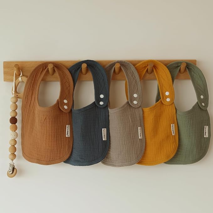 Muslin Bibs for Baby Boys Girls,Organic Muslin Baby Bib for Drooling and Teething,Soft Bandana Drool Bibs 5 Pack