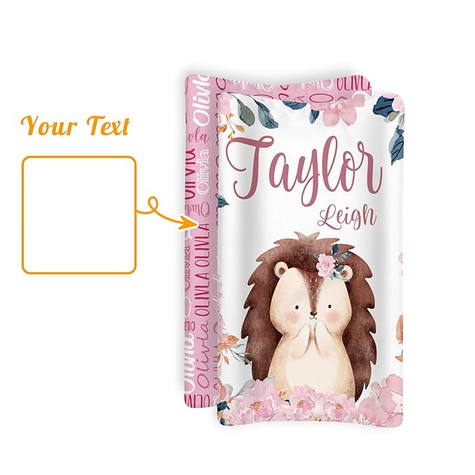 Custom Changing Pad Cover Set - Jersey Knit Ultra Soft Unisex Waterproof Diaper Changing Table Covers with Personalized Name for Baby Boys Girls - Comfy Cozy 2 Pcs Set Style19