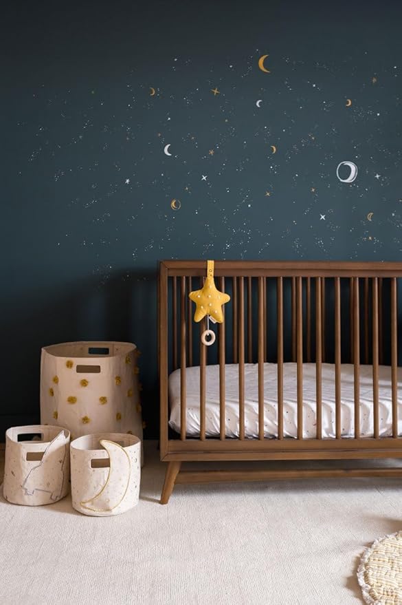 Pehr Crib Sheet, Celestial | Breathable Brushed Organic Cotton for Soft Sleep | Fits Standard Crib Mattresses up to 52βL x 28βW x 8βH