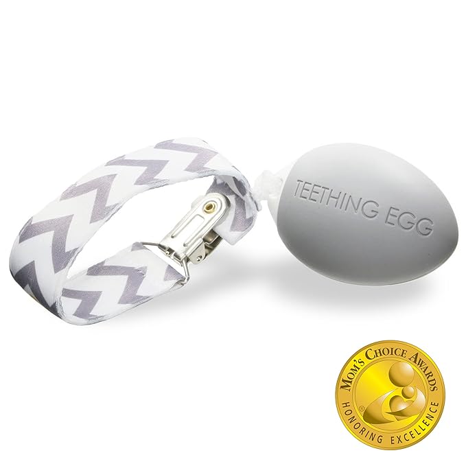 The Teething Egg Baby Teether – Freezable Teething Toy for Babies 3–6 Months up to 18 Months – Made in USA, Food-Grade TPE, Gray