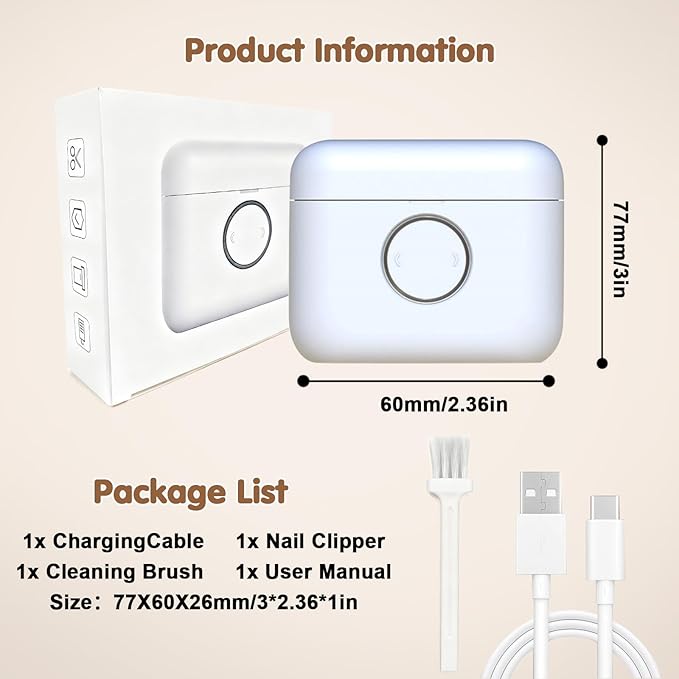 Electric Nail Clipper, Adjustable Blade Opening for Thick Nails, Electric Nail Clippers for Seniors & Adults, Baby Electric Nail Trimmer, Automatic Nail Clipper for Fingernail & Toe (Upgraded White)