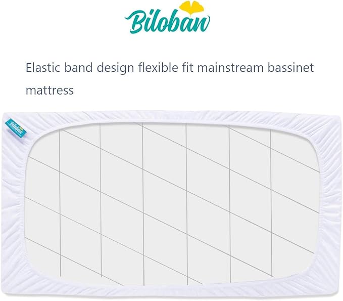 Waterproof Playard Mattress Pad Cover Compatible with ADOVEL, BabyBond and ELEMARA 4 in 1 Baby Bassinet Bedside Crib, 2 Pack, Ultra Soft Surface, Breathable and Easy Care