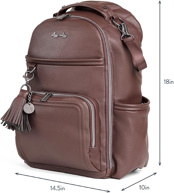 Itzy Ritzy Diaper Bag Backpack – Large Capacity Boss Plus Baby Backpack Diaper Bag Featuring 19 Pockets, Changing Pad, Stroller Clips, and Comfortable Straps (Espresso)