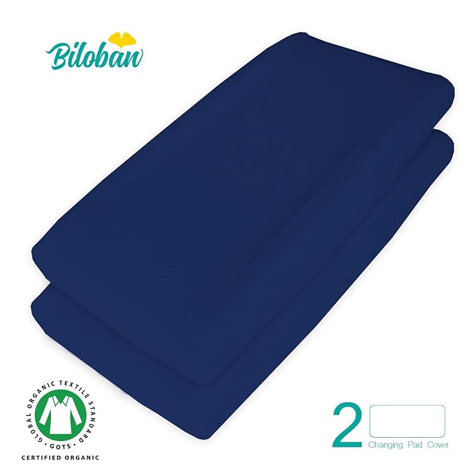 Changing Pad Cover Waterproof, 2 Pack Diaper Change Table Sheets for Baby Boys Girls, Fitted Cradle Sheets for 32"x16" Contoured Pad, Breathable & Ultra Soft, Navy