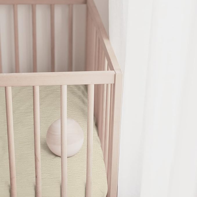 Ultra Soft Muslin Crib Sheets for Baby, Premium Breathable Organic Cotton Crib Fitted Sheet for 52’’x28’’Standard Crib and Toddler Mattress,2 Pack Beige&Rainbow