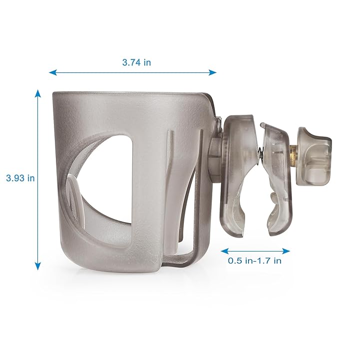Accmor Universal Cup Holder, Stroller Cup Holder, 360° Rotatable Large Caliber Designed Bottle Holder for Stroller, Bike, Wheelchair, Walker, Scooter, Transparent Grey