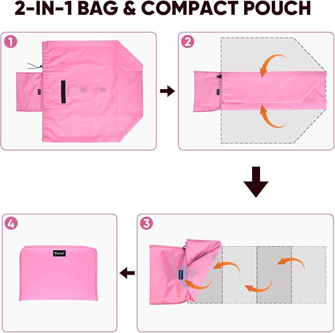BALEINE Car Seat Travel Bag for Airplane, Water-Resistant Car Seat Bags for Air Travel, Foldable Cover with 3 Handles, Fits Toddler Carseat, Convertible and Booster Seats (Pink)