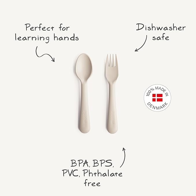 mushie Flatware Fork and Spoon Set For Kids | Made in Denmark (Twilight Blue)