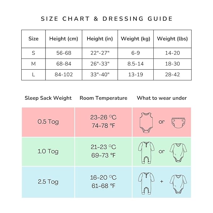 Cozy Seal Rayon Made from Bamboo Sleep Sack 1.0 TOG 0-6 Months Unisex Baby Sleeping Bag with 2-Way Zipper Breathable Wearable Blanket Baby