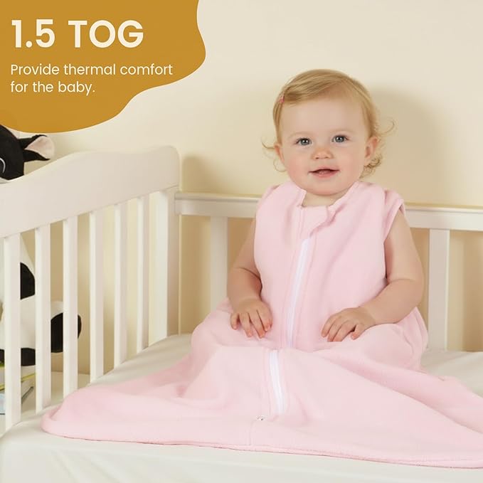 PHF 3 Pack Warm Micro-Fleece Baby Sleep Sack 6-12 Months, Soft Baby Wearable Blanket, 2-Way Zipper Sleeping Bags, Comfy Toddler Sleeping Sack for Girls, Medium Size, Clouds