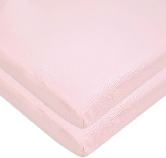American Baby Company 15" x 33" Fitted Bassinet Sheet, 100% Natural Cotton Jersey Knit, Pink, Soft Breathable, for Girls, Pack of 2