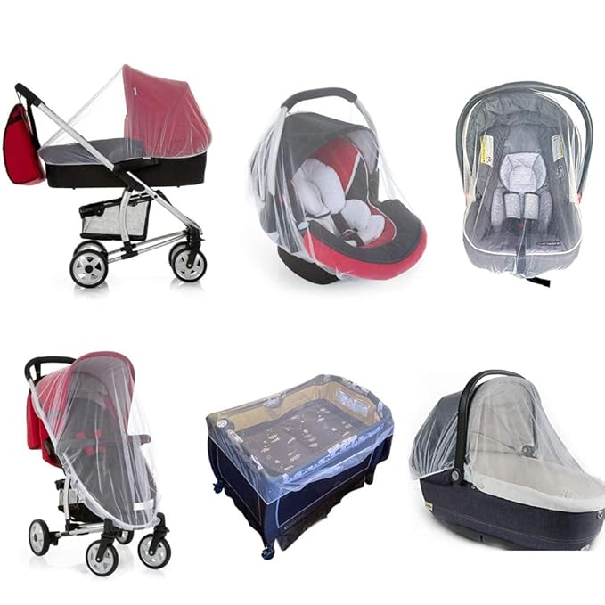 Durable Baby Stroller Mosquito Net (2 Pack) - Universal Elastic Edge Mesh Cover for Bassinets, Cradles, Playards, Car Seats & Mini Cribs | Breathable Travel Essential Newborn Protection (Pink)