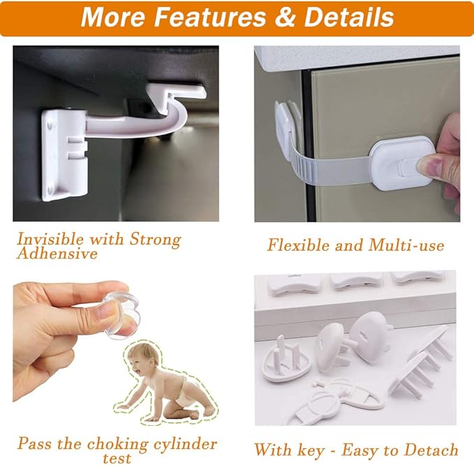 Baby Proof Kit, 83 Packs Baby Proofing Kit Essentials Child Proofing Appliance with Cabinet Locks, Corner Guards and Outlet Covers Baby Safety Products - All-in-one Super Value Child Proof Kit