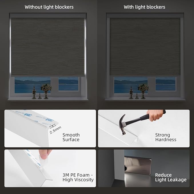 ZSTARR Motorized Blackout Window Blinds Customize Width(21-97 in) Remote Control Wireless and Rechargeable Roller Shades Blinds for Windows, Office,Home, Hotel, Club, Restaurant (Full Blackout Khaki)