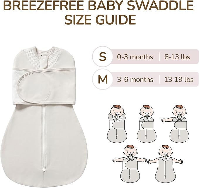 Swaddles for Newborns, Safe Sleep Swaddle Sack with Mesh Design, 100% Cotton, 3-Way Adjustable Transitional Swaddle