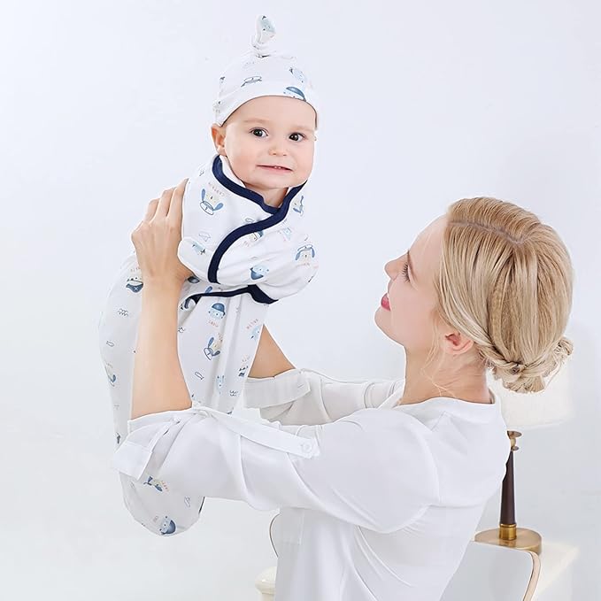 insular Baby Swaddle Wrap, Swaddle Blanket for Newborn and Infant, Adjustable Swaddling Set for Boy and Girl, Soft Cotton Baby Sleep Sack 3 Pack, Bear, Medium(3-6 Month)