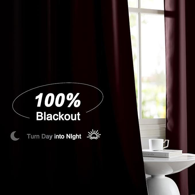 NICETOWN Dry Rose 2 Pieces 52x84 Inches Blackout Curtains, Thermal Insulated Energy Efficient Window Treatment Draperies for Living Room, Double Layer Full Light Blocking with Rod Pocket Back Tab