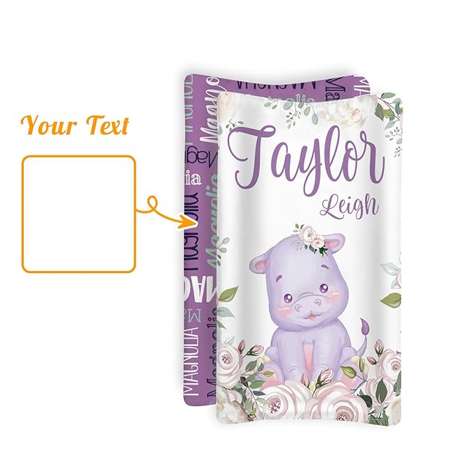 Custom Changing Pad Cover Set - Jersey Knit Ultra Soft Unisex Waterproof Diaper Changing Table Covers with Personalized Name for Baby Boys Girls - Comfy Cozy 2 Pcs Set Style11