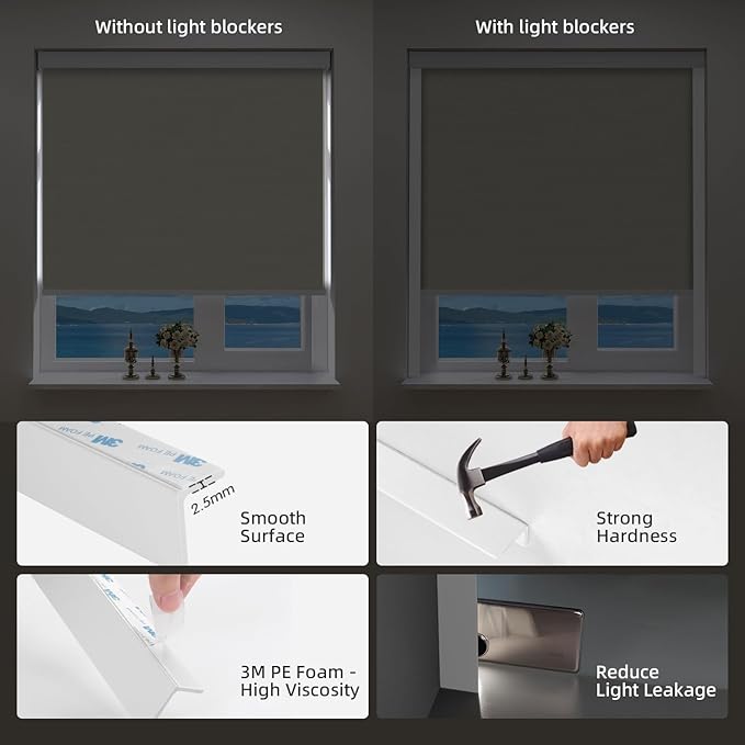 ZSTARR Motorized Blinds with Remote,Full Blackout Smart Mini Window Blinds Shades Rechargeable Roller Shades for Home Custom Size (Beige Yellow)