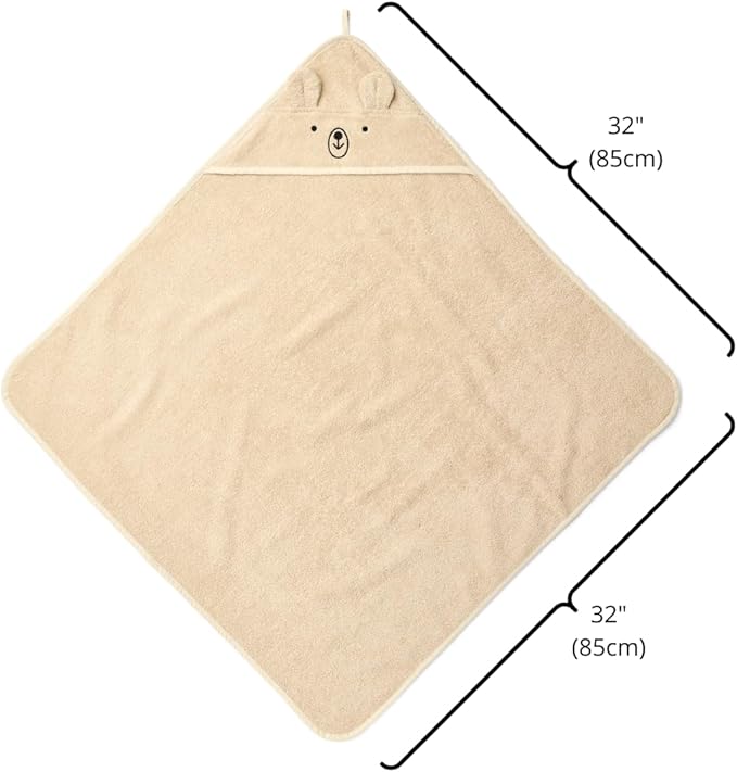 Baby Hooded Towel – Organic Cotton Baby Bath Towels, 32" x 32" Super-Soft and Absorbent Baby Towels for Newborn 2-Pack (Rabbit Blush/Bear Fog)