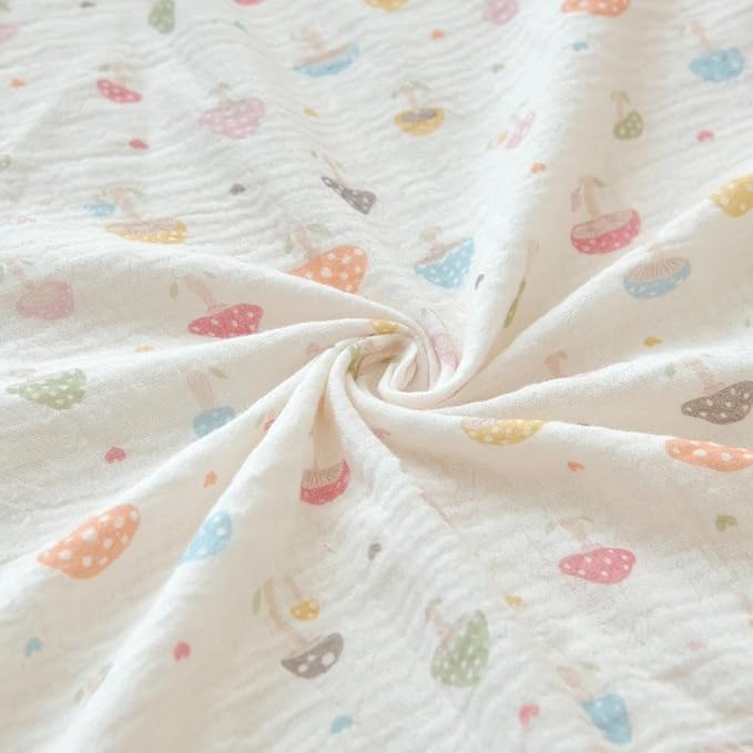 Muslin Crib Sheets for Girl Boy, 100% Cotton Neutral Baby Crib Sheets Fitted for Standard Crib Mattress, Soft and Breathable - 28"x 52", 2 Pack (Mushroom)