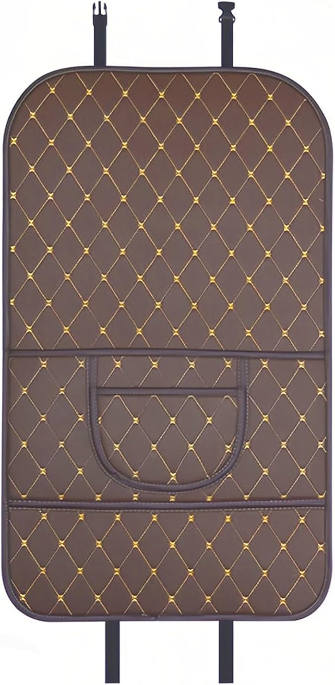 Leatherette Car Seat Protector - 2 Pack Large Car Kick Mats with Storage Pockets Organizer Seat Back Cover Against Dirty Shoes & Scratches, Universal Fit for Most Vehicles, Coffee