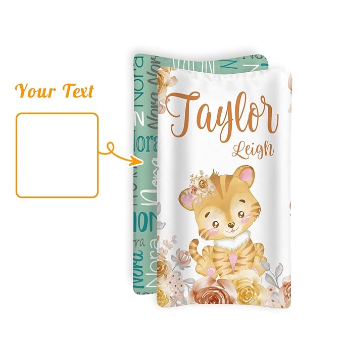 Custom Changing Pad Cover Set - Jersey Knit Ultra Soft Unisex Waterproof Diaper Changing Table Covers with Personalized Name for Baby Boys Girls - Comfy Cozy 2 Pcs Set Style22