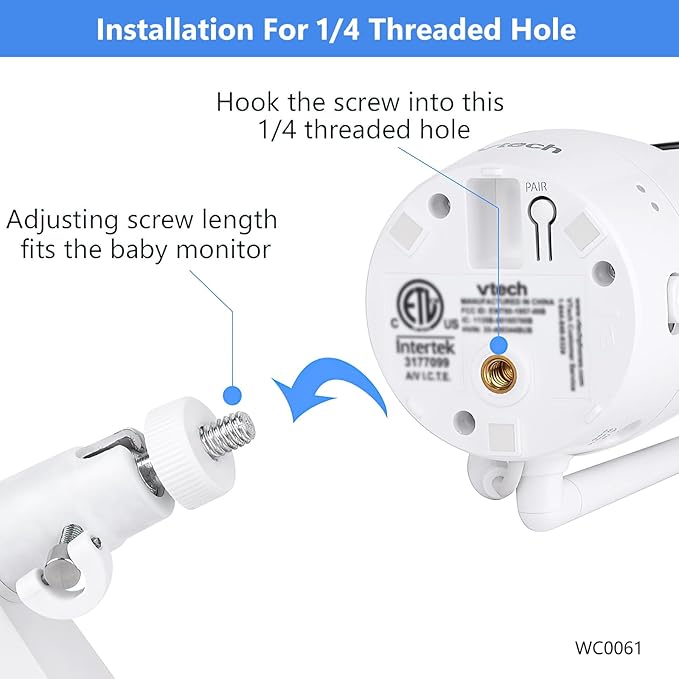 Adjustable Baby Monitor Wall Mount for VTech VM901/VM924/VM923/VM928, Full-Range View and Easy Installation Without Drilling