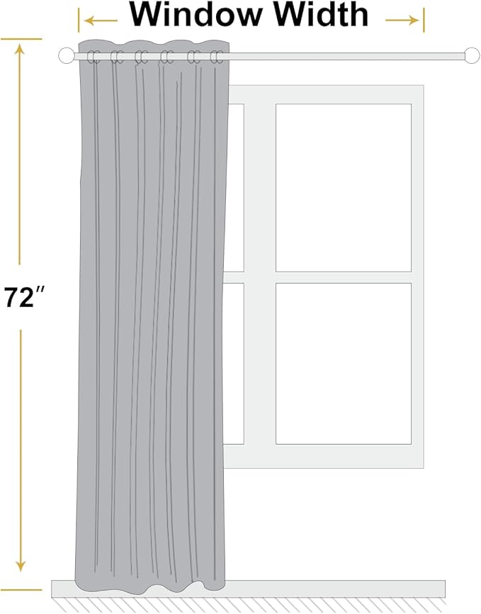 ChrisDowa 100% Blackout Sand Solid Curtains 72 Inches Long 2 Panels for Bedroom Living Room,Farmhouse Room Darkening Thermal Insulated Soundproof Grommet Top Window Treatment Drapes,52x72