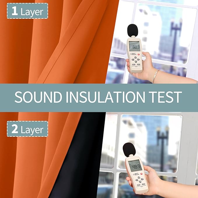 BGment Short 100% Blackout Curtains for Bedroom, Thermal Insulated Lined Energy Efficiency Noise Reducing Grommet Curtains 45 Inch Length for Small Window 2 Panels Each 42 Inch Wide, Burnt Orange