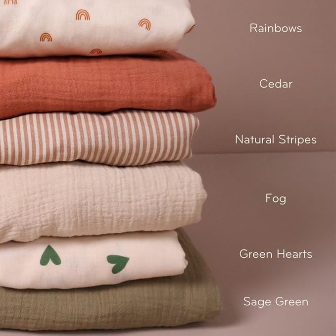 Crib Sheets – Organic Cotton Muslin Fitted Crib Sheet – Standard Size for Baby Boy and Baby Girl 28" x 52" Ultra-Soft and Breathable. (Natural Stripe)